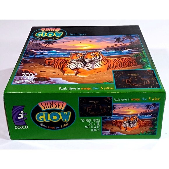 Sunset Glow "Beach Tigers" 750 Piece Jigsaw Puzzle Rare Vintage 2005 Ceaco New! - Picture 9 of 14